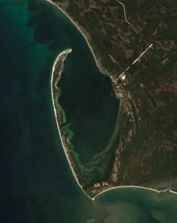 satellite image of Cape San Blas and St Joseph Peninsula in Florida